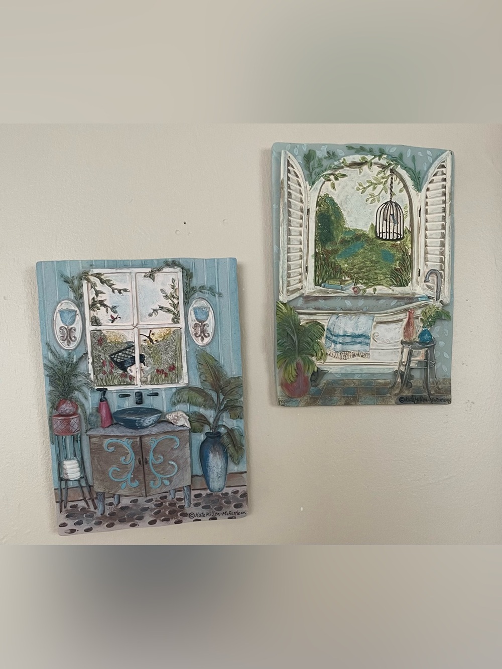 Coastal Window Scene Wall Art Set - Blue